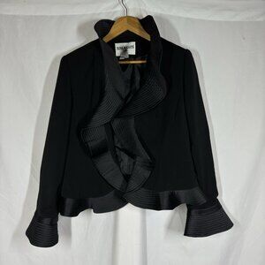 Vintage Nina Massini NM Women's‎ Blazer Size 12 Black Retro 80’s Evening Jacket
